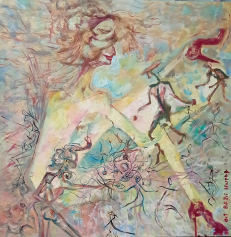 אורית הרפז בת צבי |  Orit Harpaz Bat-Zvi, oil and acrylic on canvas, 90 by 90 cm