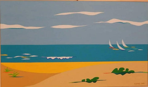 משה פאיאנס | Moshe Fayans , acrylic on canvas, 70 by 120 cm