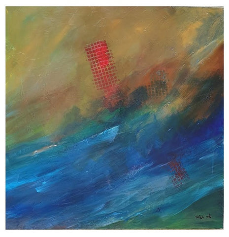 שרי אזולאי | Sari Azulay, acrylic in a mixed technique on canvas, 80 by 80 cm