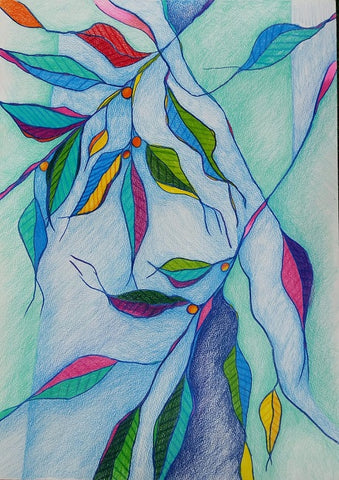 משה פאיאנס | Moshe Fayans, colored pencils on paper, 70 by 50 cm