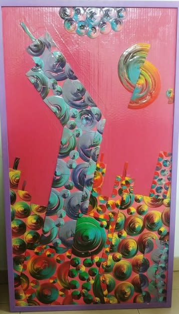 אדוארד אלמשי | Eduard Almashe, collage of solid color, superacrylic on cardboard, 90 by 50 cm