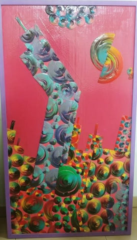 אדוארד אלמשי | Eduard Almashe, collage of solid color, superacrylic on cardboard, 90 by 50 cm