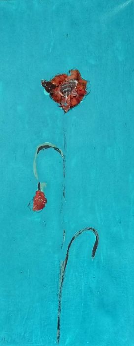 אורנה אוריין | Orna Oryan, Acrylic on canvas, with dried leaves. 70 by 30.5 cm