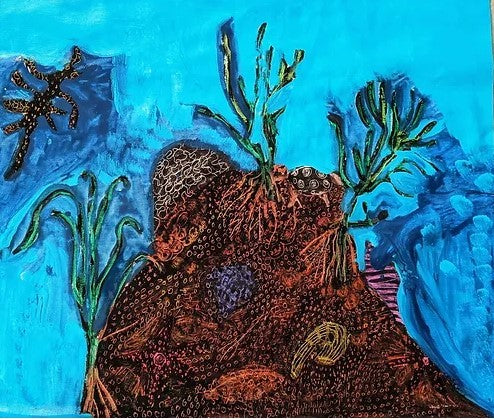 Orna Oryan, oil, acrylic and panda, 54 by 60 cm