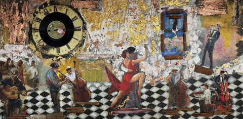 סילבנה שפר | Sylvana Shefer - Collage on canvas, 60 by 120 cm