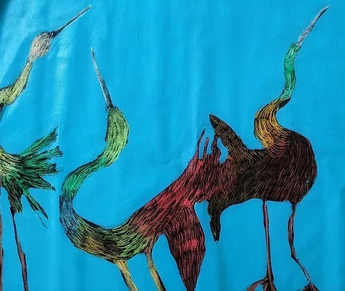Orna Oryan, oil, acrylic and panda, 38 by 56 cm