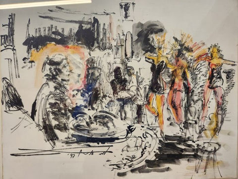 מרים סיגל- דרליך  | Miriam Sigal- Derlich, Charcoal/Chinese ink and watercolor on paper 48 by 62 cm