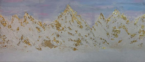 סילבנה שפר | Sylvana Shefer - Collage on canvas, acrylic and gold leaf (gilding) 70 by 160 cm