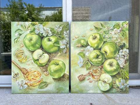אליסה צ׳רקון דרוקמן  | Alisa Cherkun Drukman, Diptych, Oil on canvas, 50 by 40 cm X2