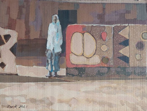 צבי רייכוורגר  | Zvi Reichverger, Acrylic on cardboard, 47 by 63 cm,