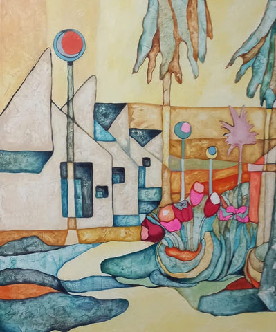 אודליה ווליבוביץ | Odelia Volyvovitch, Oil and acrylic paints on canvas, 80 by 100 cm