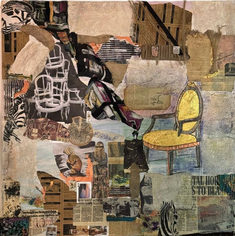 סילבנה שפר | Sylvana Shefer - Collage on canvas, 100 by 100 cm