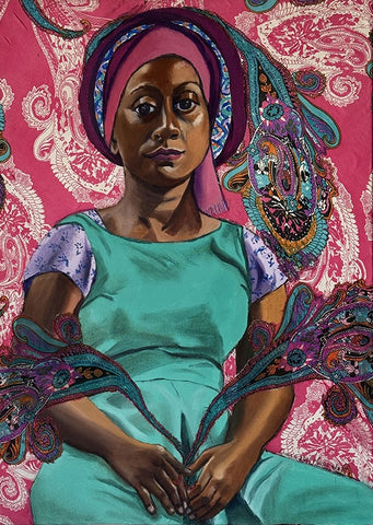חוה אפשטיין | Chava Epstein, Oil and fabric scraps on canvas, 70 by 50 cm