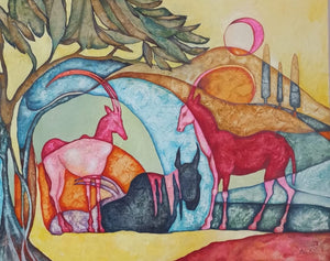 אודליה ווליבוביץ | Odelia Volyvovitch, Oil and acrylic paints on canvas, 80 by 100 cm