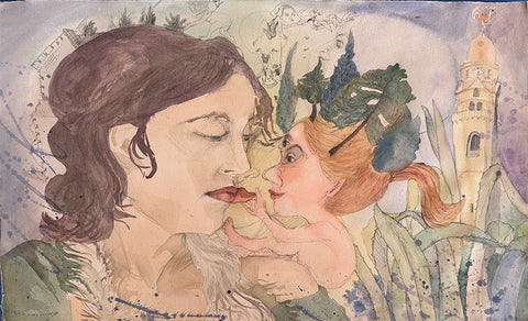חוה אפשטיין | Chava Epstein, aquarelle on paper, 40 by 60 cm