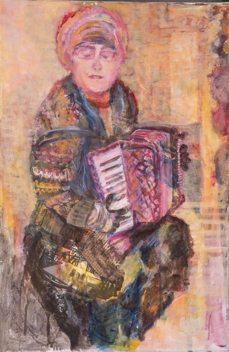 מרים סיגל- דרליך  | Miriam Sigal- Derlich, Acrylic and collage on canvas, 60 by 40 cm