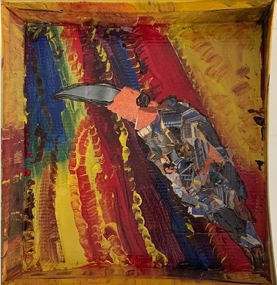 אורנה אוריין | Orna Oryan, Acrylic and collage on cardboard, 30 by 30 cm