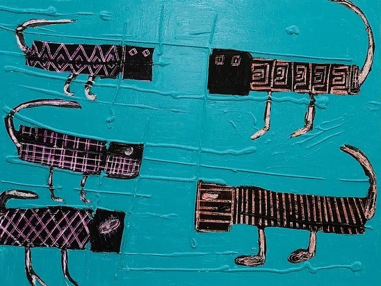 Orna Oryan, acrylic, panda and engraving, 67 by 100 cm