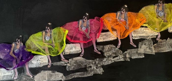 סילבנה שפר | Sylvana Shefer - Collage on canvas, 60 by 120 cm