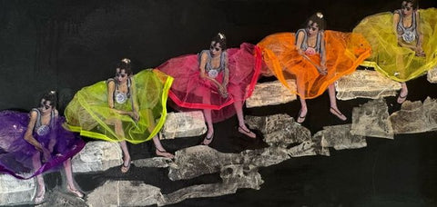 סילבנה שפר | Sylvana Shefer - Collage on canvas, 60 by 120 cm