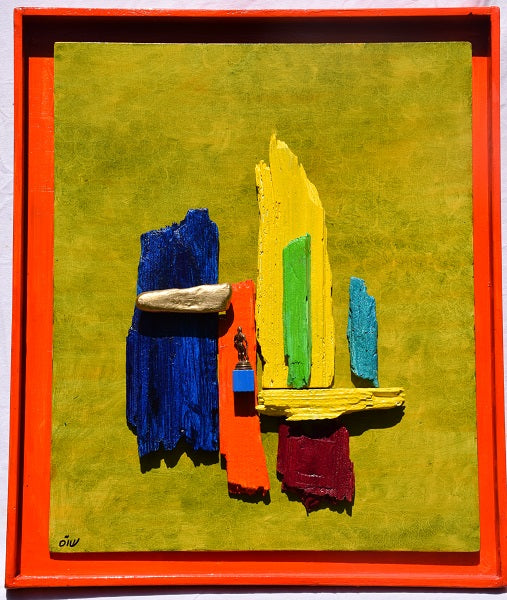 שמואליק ויס (שו״ס) | Shmuel Weiss, oil, wood and metal on wood 49 by 40 cm,