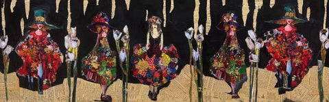 סילבנה שפר | Sylvana Shefer - Collage on canvas, 50 by 150 cm