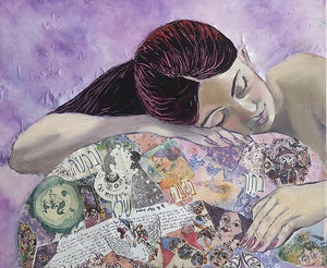 חוה אפשטיין | Chava Epstein, Oil, printed paper and cloth, on canvas 40 by 50 cm