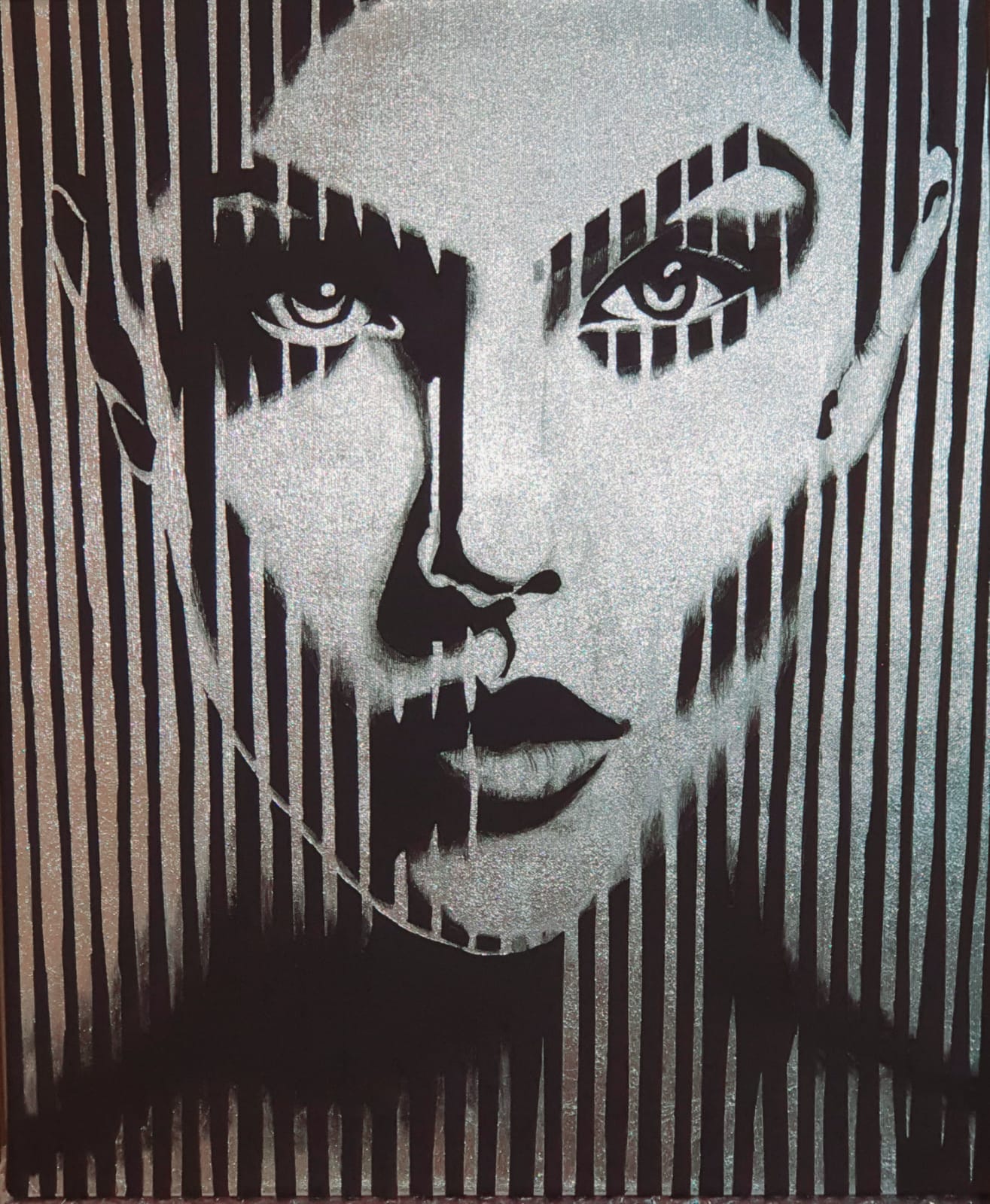 אולגה קוגן | Olga Cogan, Acrylic and silver leaf on canvas 60 by 50 cm