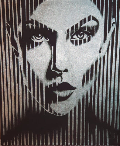 אולגה קוגן | Olga Cogan, Acrylic and silver leaf on canvas 60 by 50 cm