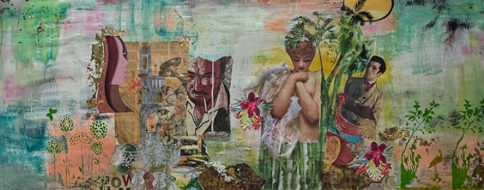 סילבנה שפר | Sylvana Shefer - Collage on canvas, 60 by 147 cm