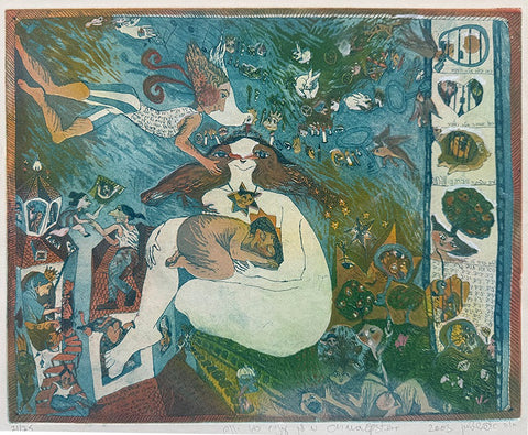 חוה אפשטיין | Chava Epstein, Etching, 23 by 29 cm, You have eyes like a dove, from the series "A Moment of Gold"