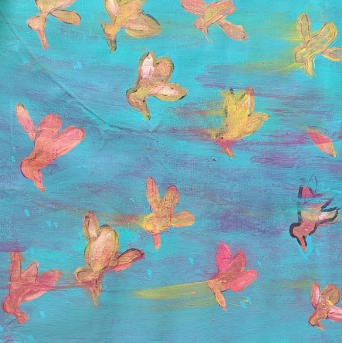 אורנה אוריין | Orna Oryan, Acrylic on unstretched canvas, 56.5 by 60 cm
