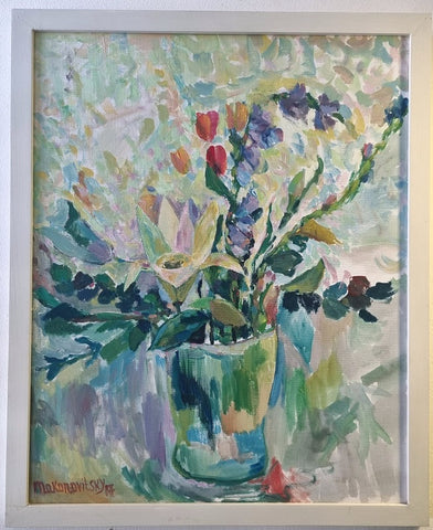 ילנה מקונוביטסקי |  Elena Makonovitsky, Acrylic on canvas attached to cardboard 50 by 40 cm