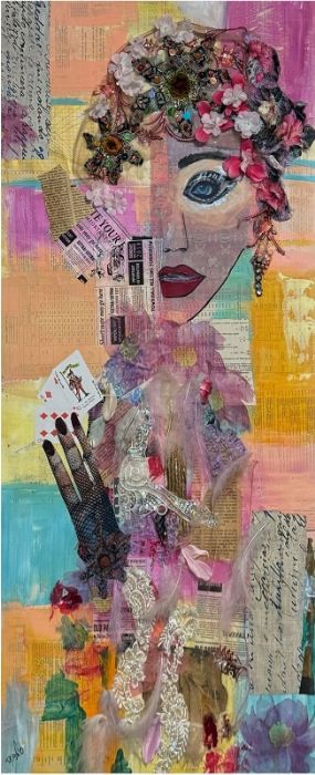סילבנה שפר | Sylvana Shefer - Collage on cardboard, 120 by 50 cm