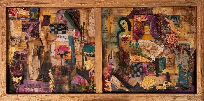 סילבנה שפר | Sylvana Shefer - Collage on cardboard, 60 by 120 cm