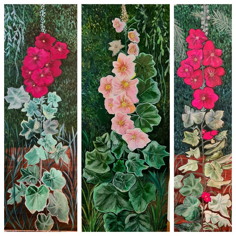 שרה ברין | Sarah Brin, Triptych, acrylic on canvas, 3 X 60 by 20 cm