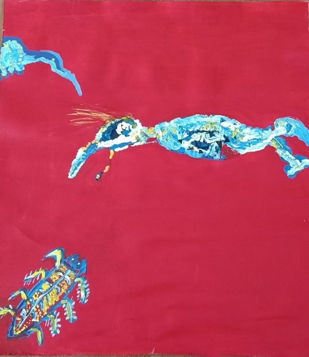 אורנה אוריין | Orna Oryan, Industrial oil paint and acrylic on unstretched canvas, 59 by 53 cm