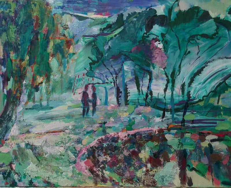 ילנה מקונוביטסקי |  Elena Makonovitsky, Acrylic on canvas mounted on cardboard, 50 by 60 cm