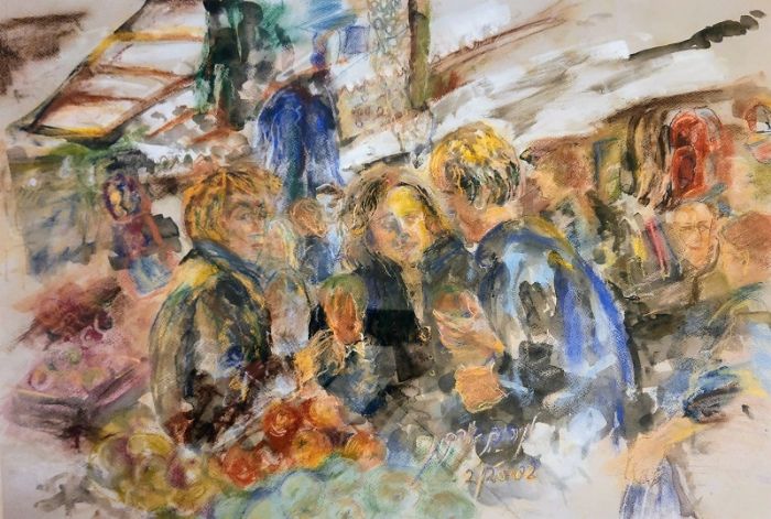 מרים סיגל- דרליך  | Miriam Sigal- Derlich, Dry pastel on paper, 54 by 78 cm, framed 76 by 101 cm