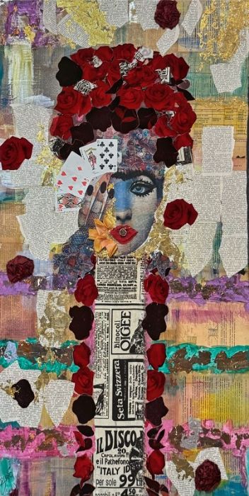 סילבנה שפר | Sylvana Shefer - Collage on canvas 120 by 70 cm