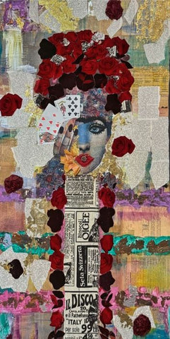 סילבנה שפר | Sylvana Shefer - Collage on canvas 120 by 70 cm