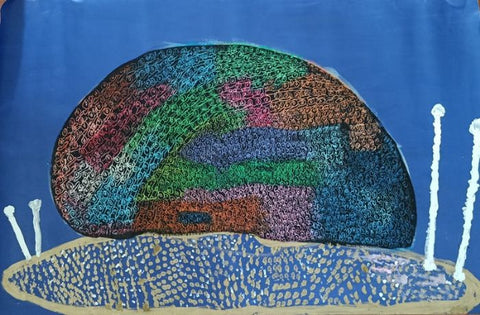 אורנה אוריין | Orna Oryan, Industrial oil paint, acrylic and pastel on unstretched canvas, 61 by 97 cm