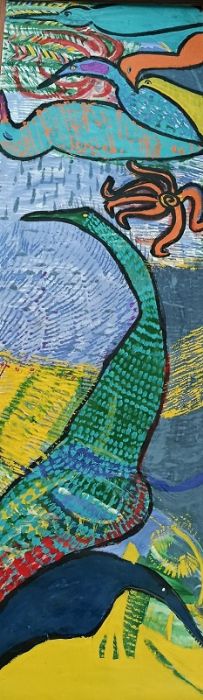 אורנה אוריין | Orna Oryan, Industrial oil paint on unstretched canvas, 190 by 60 cm