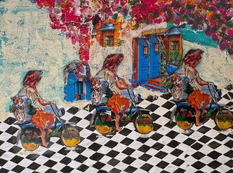 סילבנה שפר | Sylvana Shefer - Collage on canvas, 50 by 65 cm