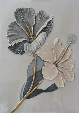 אולגה קוגן | Olga Cogan, Acrylic, gold leaf, epoxy coating and crystal stones on mdf 100 by 70 cm