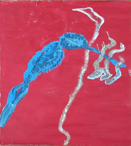אורנה אוריין | Orna Oryan, Industrial oil paint, coffee and acrylic on unstretched canvas, 60 by 53 cm