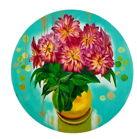 חופית גלב | Hofit Gelb, Oil on canvas, diameter 60 cm.