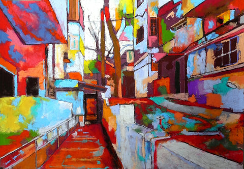 מוטי שובל | Motti Shoval, Dry pastel on paper 35 by 50 cm