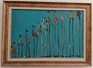 אורנה אוריין | Orna Oryan,  Industrial paint, acrylic, panda and engravings on canvas, size without frame, 39 by 59 cm, with frame, 52 by 72 cm