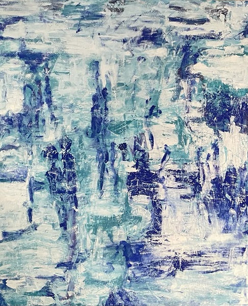 קלודין טימסיט אלבז | Claudine Timsit Elbaz, mixed technique of acrylic layers on canvas, 100 by 100 cm